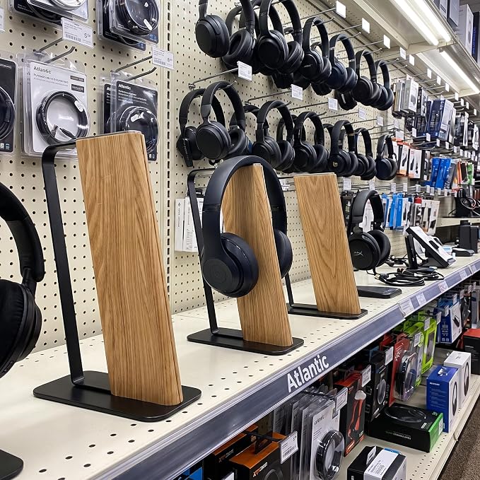 Headphone Stand Desk Cute, No Assembly, Light Brown | Weighted Base Headset Holder for AirPods Max Sony Bose Beats Sennheiser, Stable Gaming & Studio Earphone Rack, - Image 3