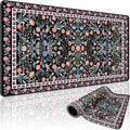 Black Floral Desk Mat Large Mouse Pad 31.5"x15.7" Non-Slip | Extended Mousepad, Non-Slip Rubber Base , Stitched Edges, for Computer/Laptop/Office/Home by Mcapirivo