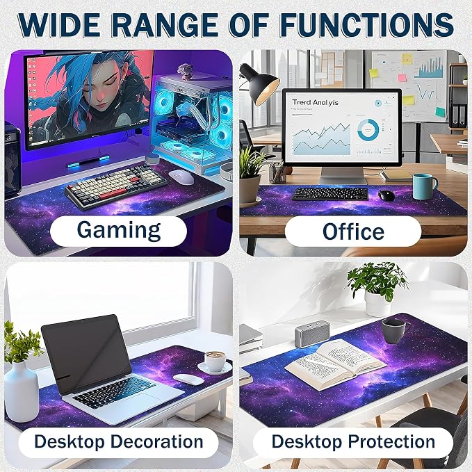 Mouse Pad Gaming - Desk Mat for Keyboard and Mouse - Large Mouse Pad for Desk, Mousepad (35.4" X 15.7") with Non-Slip Base, Desks Pad Mat Office and Home - Image 5