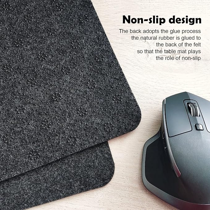 DAWNTREES Extra Large Felt Desk Mat,55''x23.6'' Non-Slip Desktop Protector | Full Desk Mouse pad, Computer Desk Mat for Keyboard and Mouse Pad,Desk Accessories for Home and Office (Dark Gray) - Image 3
