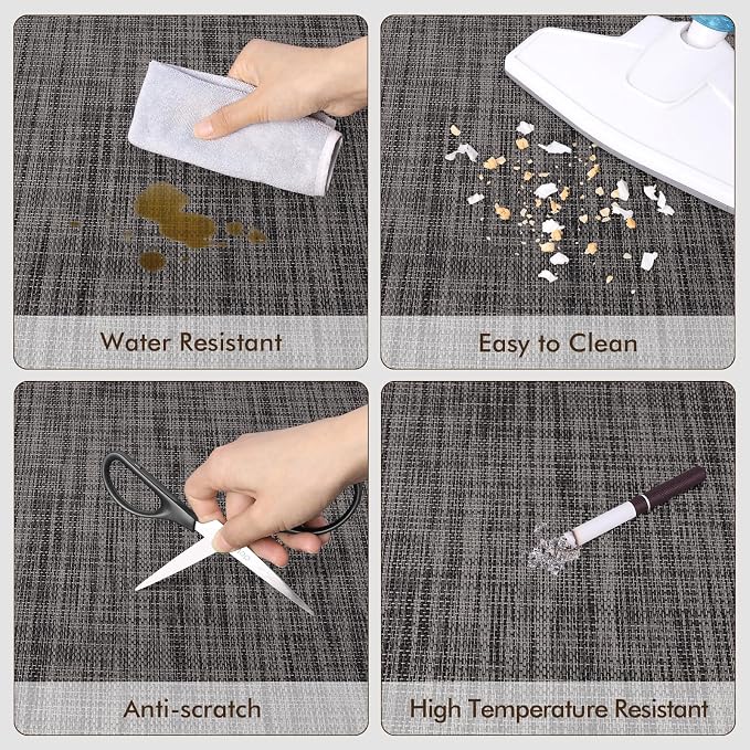 Blvornl Office Chair Mat for Hardwood Floor, Computer Chair Mat, 36"x 48" | Black, Waterproof, easy to clean, suitable for hardwood, laminate, Rattan Woven Pattern, Durable Solid PVC Material - Image 4