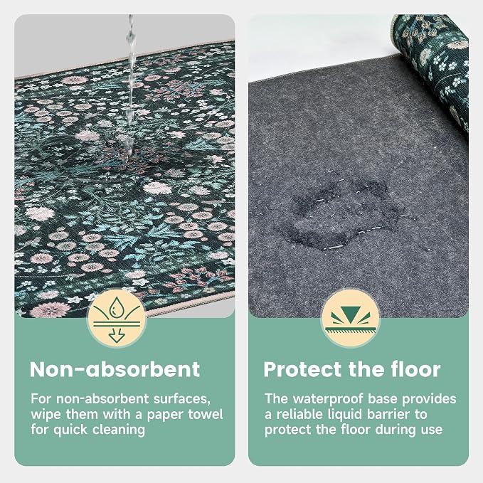 Office Chair Mat for Hardwood Tile Floor, 36"x48"Anti-Slip Under Desk Carpet Protector for Rolling Computer Chair Mat, Machine Washable Office Area Carpet (Chenille,Vibrant Green) - Image 5