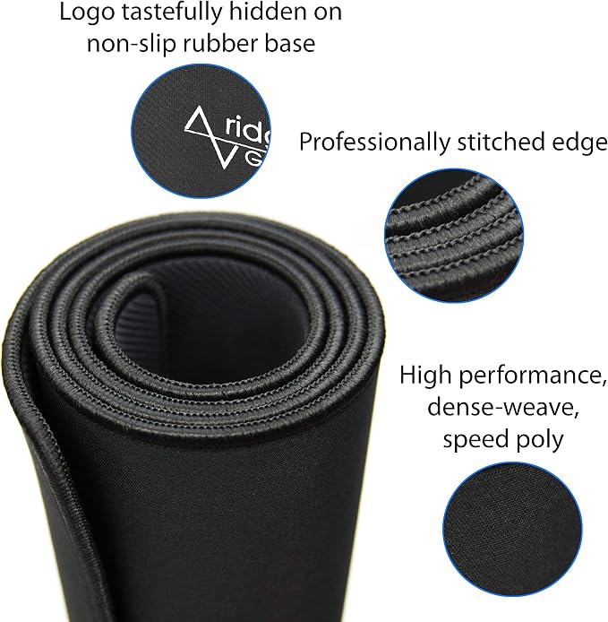 Gaming Mouse Pad (5mm) Massive 46 inch | 46x17.3x0.20 Extra Thick | Black | Stitched Edge, Large Washable Desk Mat - Image 2