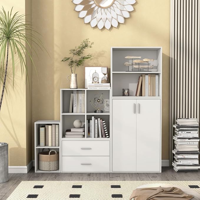 Homes: Inside + Out Apexa 2-Cube Storage Organizer Shelves, Stackable Wood Bookcase Fits Cubby Bins for Organization, Dorm Teen Room Decor & Home Office, White - Image 12