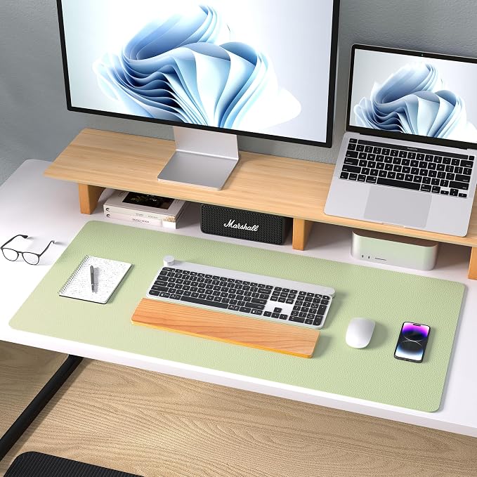 Aothia Leather Desk Pad Protector, Office Desk Mat, Large Mouse Pad, Non-Slip PU Leather Desk Blotter, Laptop Desk Pad, Waterproof Desk Writing Pad for Office and Home (48"x17", Grass Green) - Image 8