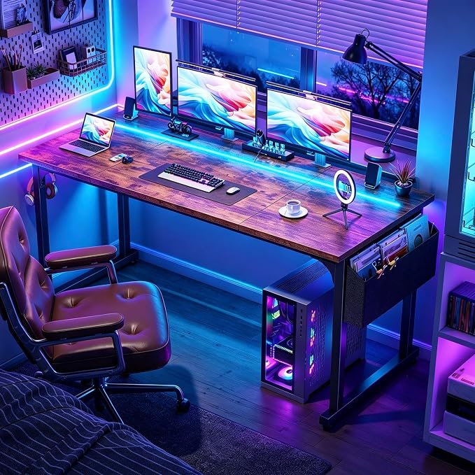 DurayLoly 55 Inch Office Desk with Waterproof LED Lights for Home Work - Image 6