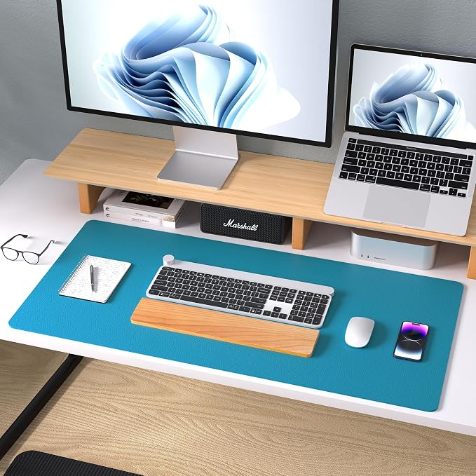 Aothia Leather Desk Pad Protector, Mouse Pad, Office Desk Mat, Non-Slip PU Leather Desk Blotter, Laptop Desk Pad, Waterproof Desk Writing Pad for Office and Home (Turquoise,23.6" x 13.7") - Image 8