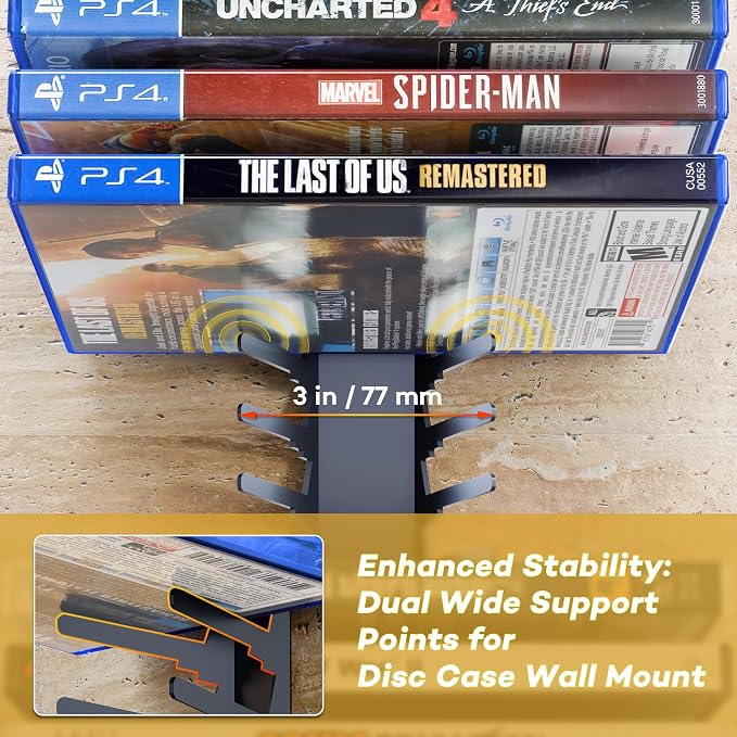Funturbo Video Game Storage Wall Mount Game Case Holder, Metal Wall Mounted Media Storage Shelves for PS, Xbox, Switch Game Organizer (8-Pack) - Image 5