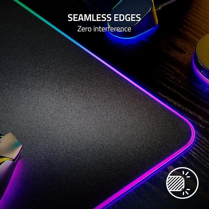 Razer Strider Chroma Hybrid Gaming Mouse Mat with Chroma RGB | Hybrid Soft/Hard Mat, 19 Razer Chroma RGB Lighting Zones, Warp and Water-Resistant, Anti-Slip Base, Seamless Edges - Image 6