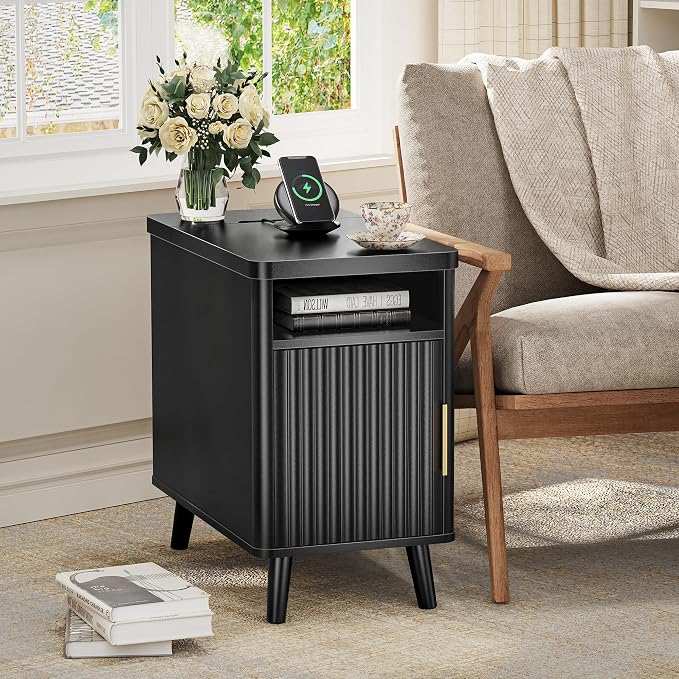 Huuger Narrow Nightstand with Charging Station, USB-C Port - Image 8