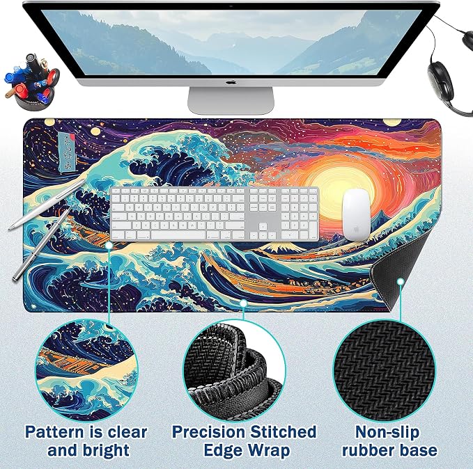 Mouse Pad Gaming - Desk Mat for Keyboard and Mouse - Large Mouse Pad for Desk, Mousepad (35.4" X 15.7") with Non-Slip Base, Desks Pad Mat Office and Home - Image 2