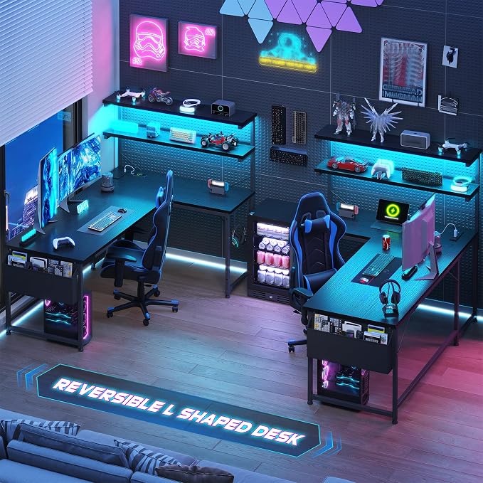 DurayLoly 53" L Shaped Gaming Desk with No Side Bar Shelf for Small Space - Image 2