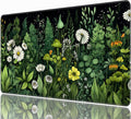 Green Vintage Plants Desk Mat, XXL 35.4"x15.7" Large Mouse Pad, Wildflowers Extended Gaming Mouse Mat,Non-Slip Rubber Base Waterproof with Stitched Edges for Gaming Office Home Decor by Unknown