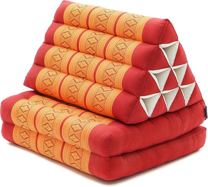 Leewadee 2-Fold Mat with Triangle Cushion – Comfortable TV Pillow, Foldable Mattress with Cushion Made of Eco-Friendly Kapok, 45 x 20 inches, Orange red - Image 8