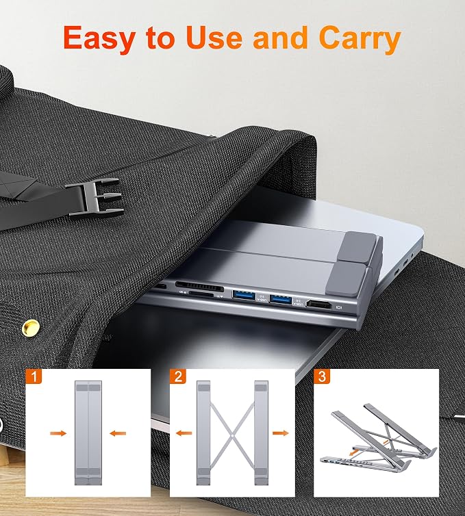 Mukiya USB C Laptop Docking Station Stand, 8 in 1 Hub 4K HDMI, Dock Stand - Image 8