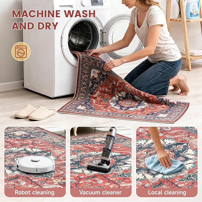 Office Chair Mat for Hardwood Tile Floor, 36"x48"Anti-Slip Under Desk Carpet Protector for Rolling Computer Chair Mat, Machine Washable Office Area Carpet (Chenille,Red) - Image 2