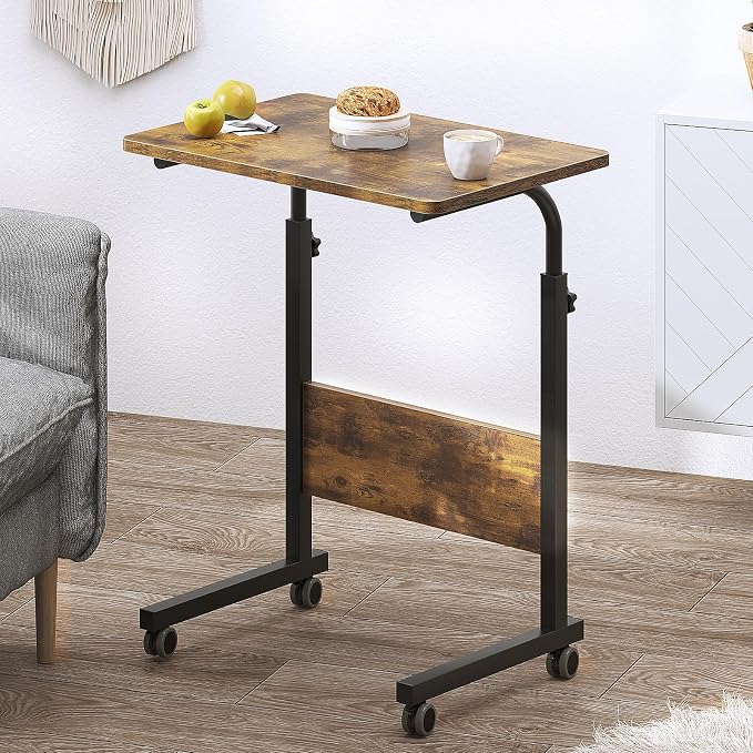 DlandHome 23.6 Inches Rolling Desk with Wheels Adjustable Height, Retro by DlandHome