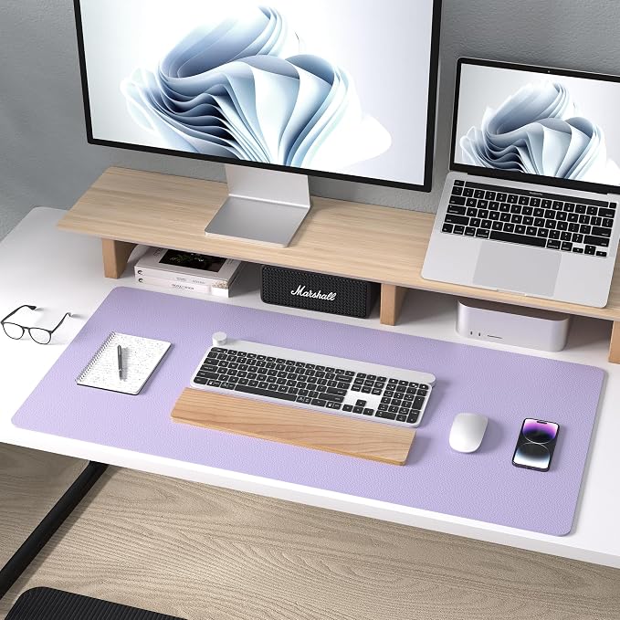 Aothia Leather Desk Pad Protector, Mouse Pad, Office Desk Mat, Non-Slip PU Leather Desk Blotter, Laptop Desk Pad, Waterproof Desk Writing Pad for Office and Home (31.5" x 15.7", Lavender) - Image 8