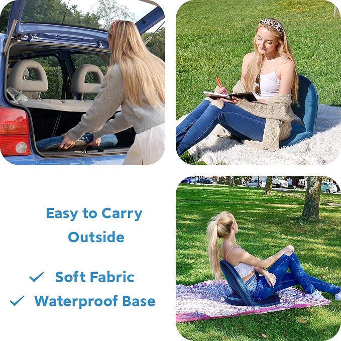Nnewvante Floor Chair,42 Position Adjustable Back Support,Blue | Soft Crystal Velvet Cushion Floor Seat with Washable Cover for Meditation, Gaming, Reading, Classroom, Relaxing - Image 8