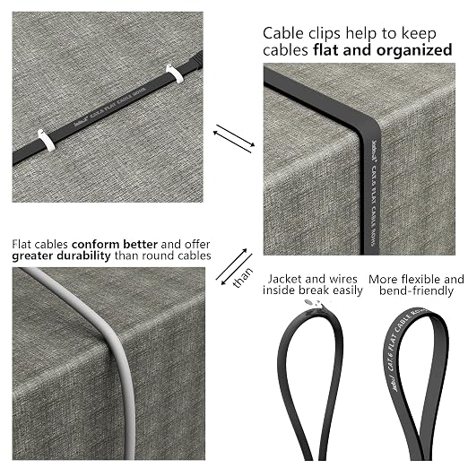 Jadaol Cat6/Cat6A Ethernet Cable 10FT 2Pack Flat 10Gbps Network Cable Black - Image 5