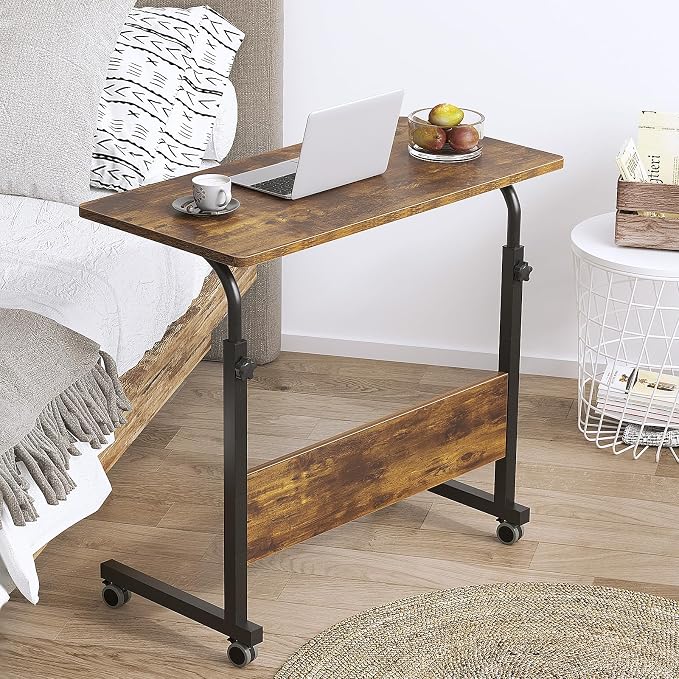 DlandHome 31.4 Inches Rolling Desk with Wheels Adjustable Height, Retro - Image 5