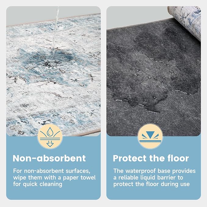 Office Chair Mat for Hardwood Tile Floor, 36"x48"Anti-Slip Under Desk Carpet Protector for Rolling Computer Chair Mat, Machine Washable Office Area Carpet (Chenille,Light Blue) - Image 5