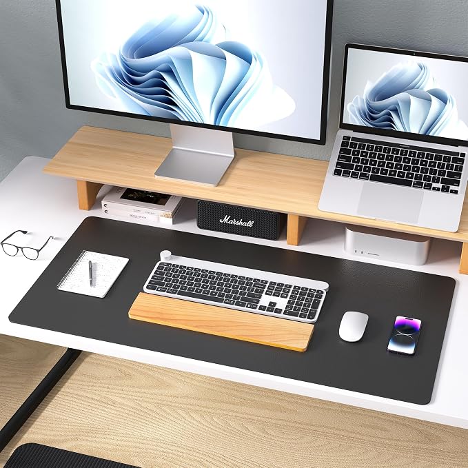 Aothia Leather Desk Pad Protector, Mouse Pad, Office Desk Mat, Non-Slip PU Leather Desk Blotter, Laptop Desk Pad, Waterproof Desk Writing Pad for Office and Home (Black,36" x 17") (Pack of 2) - Image 9
