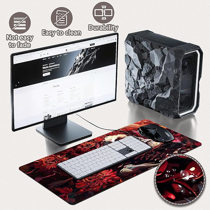Gaming Mouse Pad - (31.5"×11.8") Skull Large Mouse Pads for Desk - Desk Mat for Keyboard and Mouse with Non-Slip Base, Desks Pad Matfor Game/Office & Home - Image 4