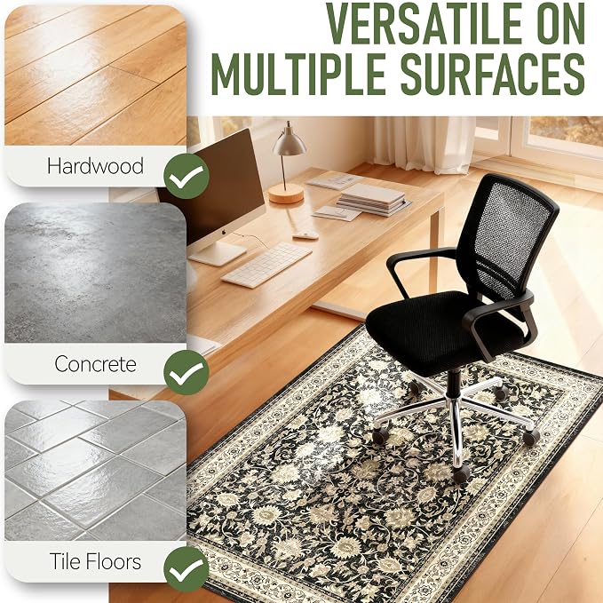 48"x60" Office Chair Mat for Hardwood, Under Desk Chair Mat for Home Office, Anti-Slip Office Rugs for Rolling Chairs, Floor Protector Washable Rugs Charcoal - Image 4