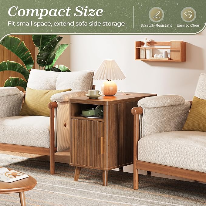 Huuger Narrow End Table with Charging Station, USB-C Port - Image 3