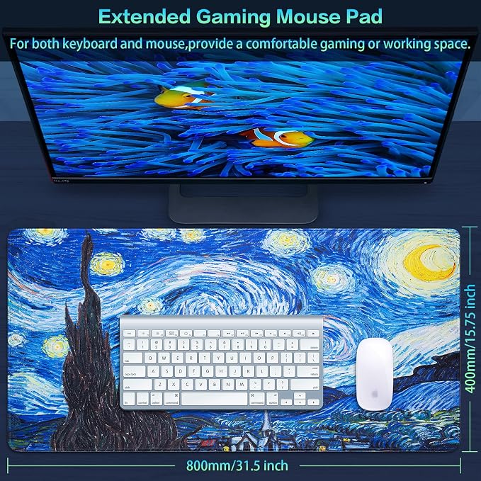Canjoy Gaming Mouse Pad, 31.5x15.7in Large Mouse Pads for Desk Keyboard Pad | Desk Mat for Keyboard and Mouse Computer Big Full Size Desk Pad with Non-Slip Rubber Base and Stitched Edge for Home Office - Image 2