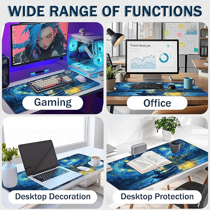 Mouse Pad Gaming - Desk Mat for Keyboard and Mouse - Large Mouse Pads for Desk, Gaming Mousepad with Non-Slip Base, Desks Pad (31.5" X 11.8") for Game, Office and Home - Image 5