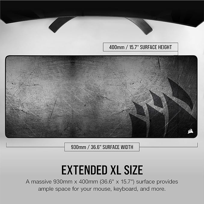 Corsair MM350 PRO Extended XL Premium Spill-Proof Cloth Gaming Mouse Pad – 36.6” Width x 15.7” Height Surface – Black/Gray (Pack of 10) - Image 5