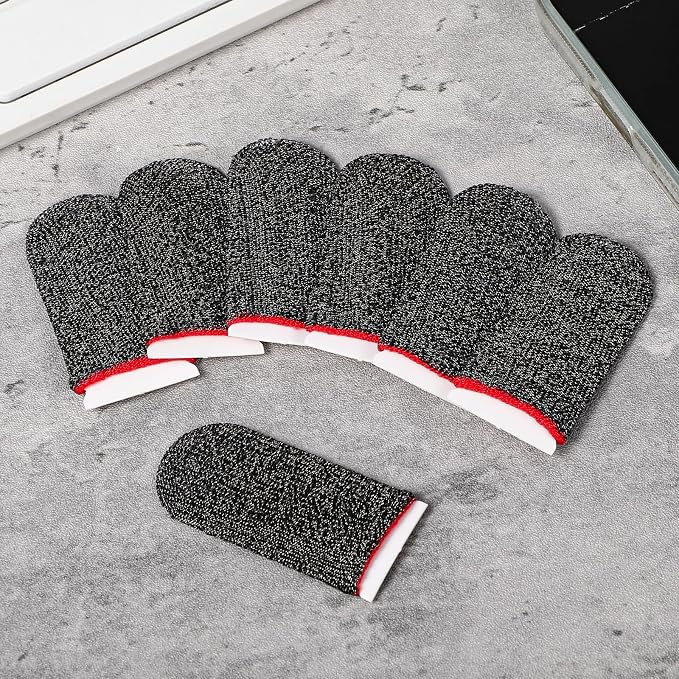 20 Pack Gaming Finger Sleeves Thumb Sleeves Mobile Gaming 0.3mm Silver Fiber Finger Gloves Smooth Feel Anti-Sweat Extremely Thin Fit Touchscreen Devices Phone Tablet Devices (Black) - Image 7