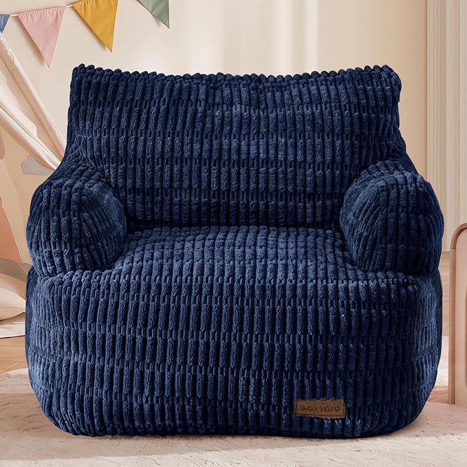 MAXYOYO Kids Bean Bag Chair, Comfy Bean Bag Sofa with Filler | Bean Bag Chair for Boys and Girls, Lazy Sofa with Pocket Floor Chair for Gaming, Reading, Navy by MAXYOYO