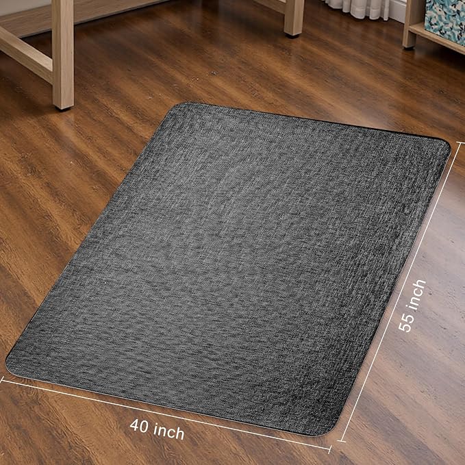 Sycoodeal Office Chair Mat for Hardwood & Tile Floor, 40" x 55" Heavy Duty Computer Gaming Chair Mat for Rolling Chairs Non-Curve, Anti-Slip, Floor Protector for Home Office (Black) - Image 2