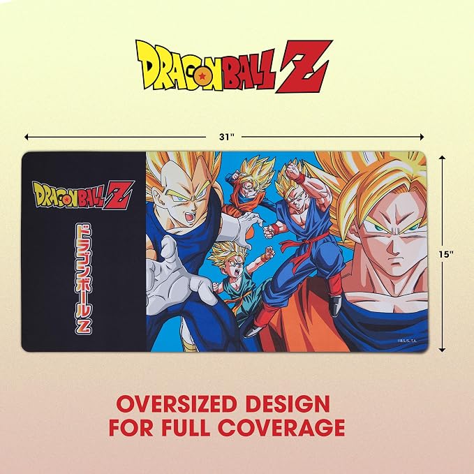 Dragon Ball Z Large Gaming Mouse Pad 31"x15" XL Computer Desk Mat, Anime | Dragon Ball Z anime gaming mouse pad, Oversized 31x15in smooth fabric top, stitched edges, non-slip rubber base. - Image 6