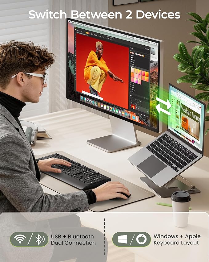 seenda COE200 Wireless Bluetooth Keyboard and Mouse Combo with Wrist Rest - Image 2