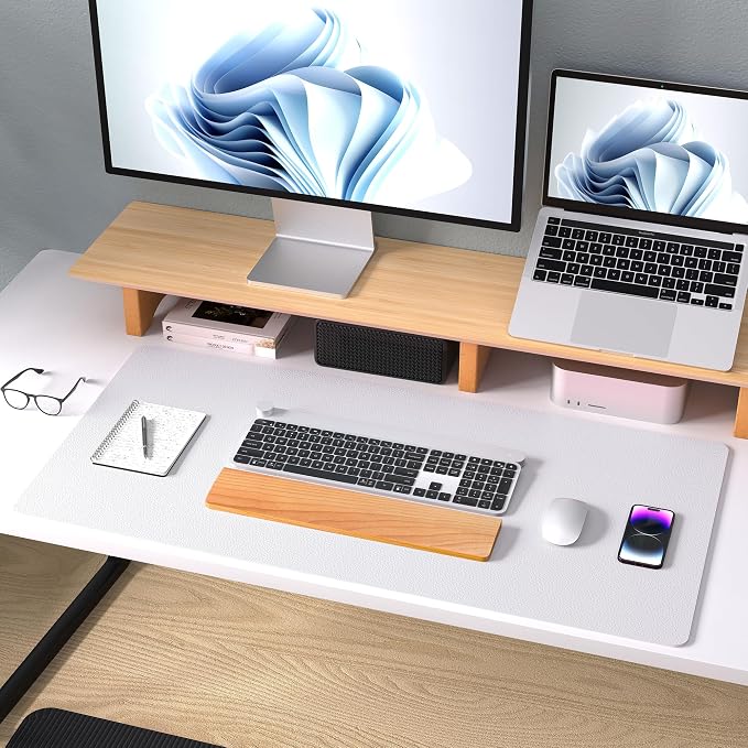 Aothia Large PU Leather Desk Pad Protector – Non-Slip Mouse Pad & Writing Mat for Office/Home, Waterproof, Easy to Clean (23.6" x 13.7", Pale Lavender White) - Image 8