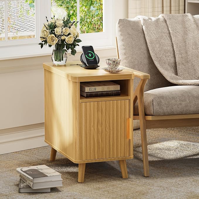 Huuger Narrow Nightstand with Charging Station, USB-C Port - Image 9
