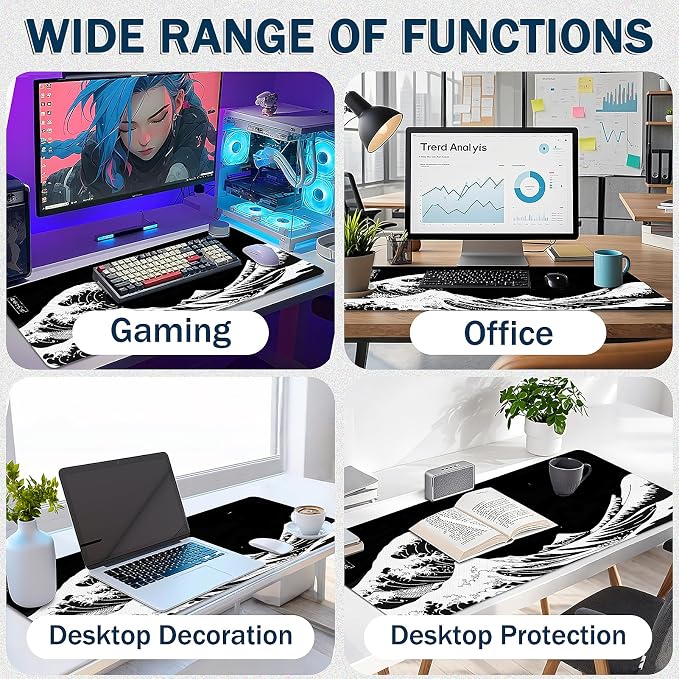 Mouse Pad Gaming - Desk Mat for Keyboard and Mouse - Large Mouse Pad for Desk, Mousepad (35.4" X 15.7") with Non-Slip Base, Desks Pad Mat Office and Home - Image 5