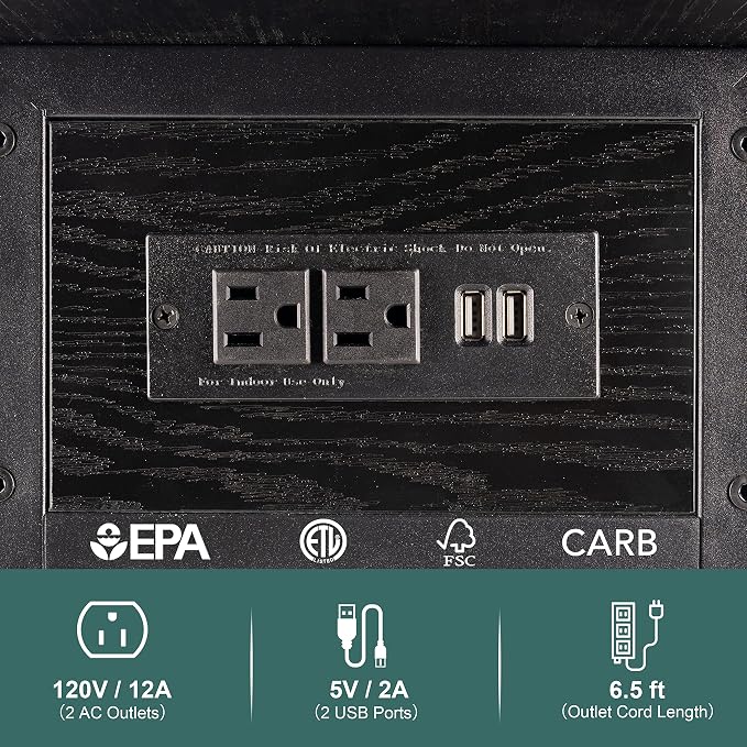 Yoobure End Table with Charging Station, Flip Top Side Table with USB Ports and Outlets, Sofa Couch Table Bedside Table for Living Room Bedroom, Narrow Nightstand with Storage Shelves for Small Space - Image 7