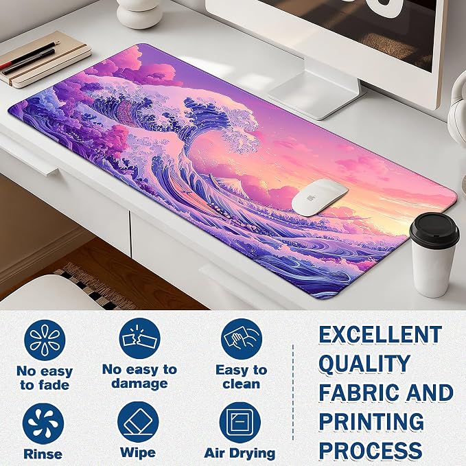 Mouse Pad Gaming - Desk Mat for Keyboard and Mouse - Large Mouse Pad for Desk, Mousepad (35.4" X 15.7") with Non-Slip Base, Desks Pad Mat Office and Home - Image 3