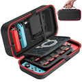 Switch Carrying Case Compatible with Nintendo & OLED, Portable Switch Travel Carry Case Fit for Joy-Con and Adapter, Hard Shell Protective OLED Pouch Bag with 20 Games, Red For N DS Cases & Storage by OIVO
