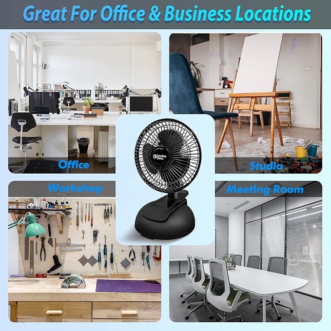 Comfort Zone CZ6XMBK 6” 2-Speed Combo Clip or Desk Fan with Removable Base, Strong Clamp for Firm Grip, Suitable for Bedroom, Office, or Dorm Room, Black - Image 10