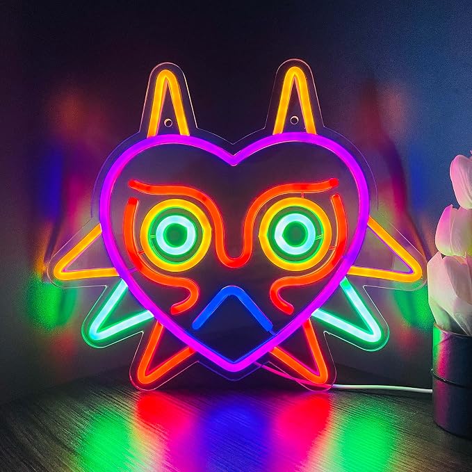 GGK Majora's Mask LED Sign LoZ Neon Sign for Room Wall Decor Gamer Gifts Zelda Mask Game Room Decor LED Neon Light for Zelda Fans (Majoras Mask) by GGKNeonSigns