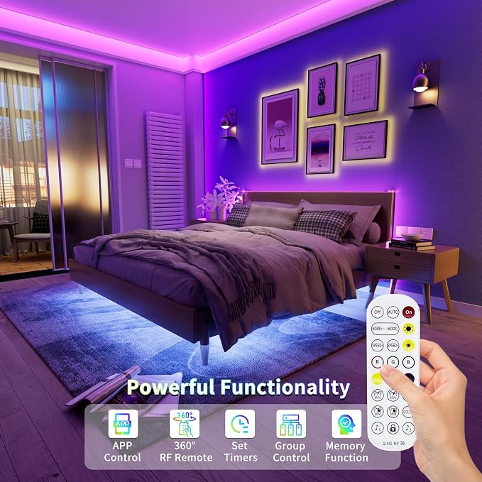 PAUTIX 5V USB COB RGB LED Strip Light 9.84ft/3m Color Changing Light Strips,TV Backlight Multicolor Flexible Under Cabinet Tape Lights with Bluetooth Control for Bedroom,Kitchen,Home DIY Lighting - Image 3