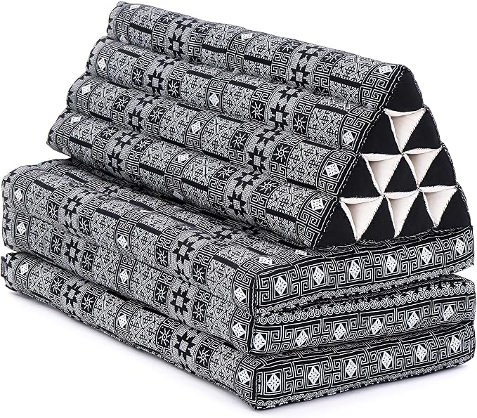 Leewadee 3-Fold Mat XXL with Triangle Cushion – Firm TV Pillow, Foldable Mattress with Cushion Made of Eco-Friendly Kapok, 67 x 31 inches, Black - Image 10