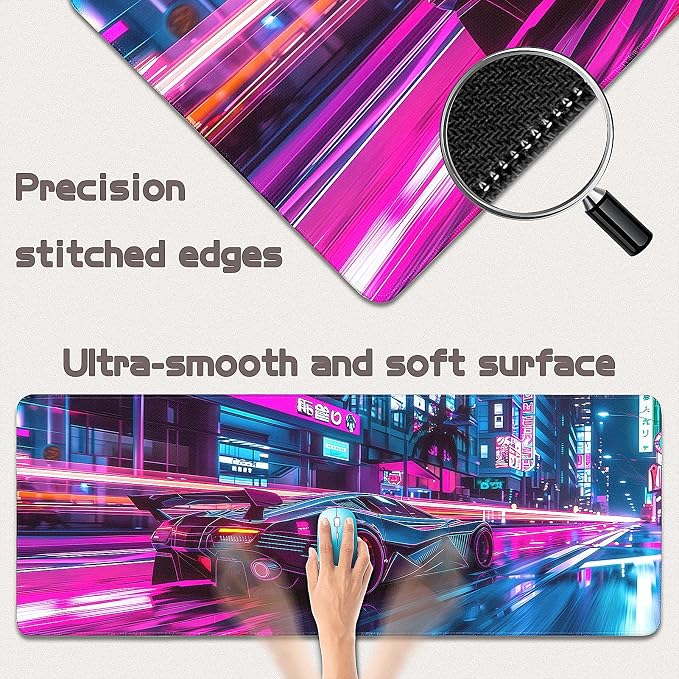 Gaming Mouse Pad - (31.5"×11.8") Sports Car Large Mouse Pads for Desk - Desk Mat for Keyboard and Mouse with Non-Slip Base, Desks Pad Matfor Game/Office & Home - Image 2