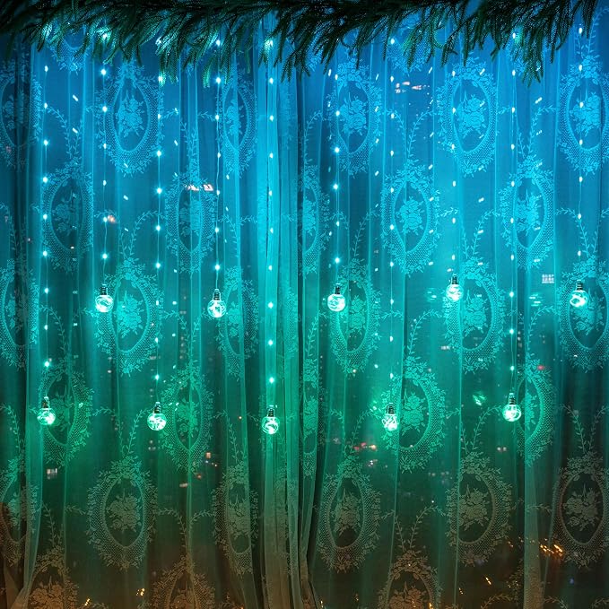 Color Changing Wishing Ball Curtain Lights, 9.8 x 3.3 FT RGB LED Fairy Light with Remote App Control, Music Sync Window Backdrop Wall Hanging Lights for Bedroom Party Halloween Christmas Decoration - Image 9